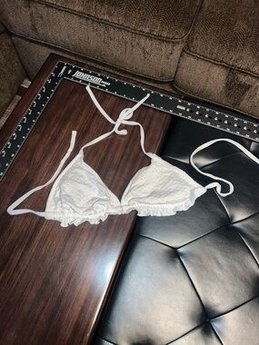 White Eyelet Triangle Bikini Top - Women Intimates Sweet, Feminine